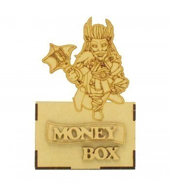 Laser Cut Small Money Box - Hammer God Design